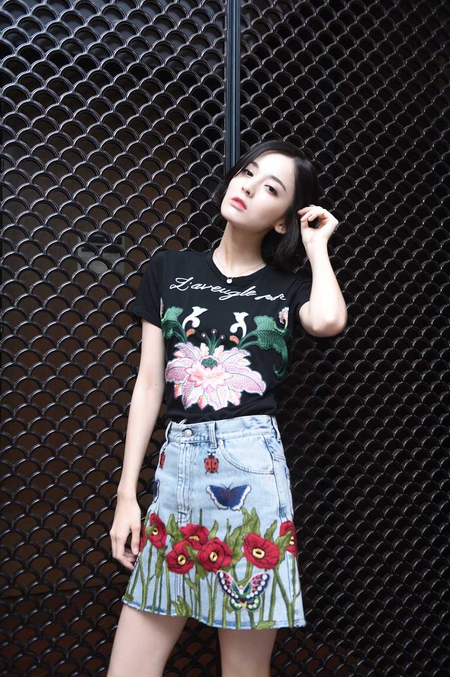 古力娜扎牛仔112P-949M小花裙定妆